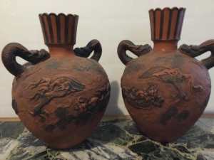 Japanese Tokoname Pair of Vases