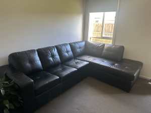 Black Leather Sofa Bed with Chaise