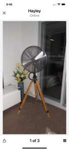 Harvey Norman, timber based tripod fan, excellent condition