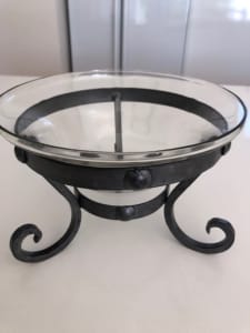 Clear Glass Bowl in metal stand