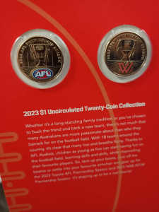 2023 AFL $1 Coin Collection All 22 Coins 2 Coloured Premiership Coins