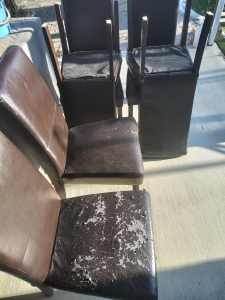 6 x Dining chairs - leather - (peeling)