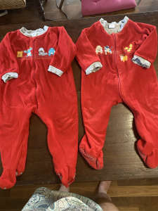 2 zippered sleep suits, size 2, $10 total. 