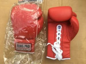 Pair of Boxing Gloves Ring Pro Australia Sparring Gloves 16 OZ Red
