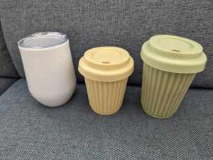 3x Coffee cups / travel mugs