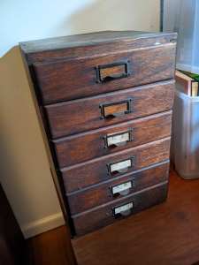 Rare antique timber filing drawer 