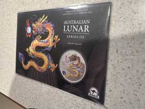 Perth Mint Lunar Series III 2024 Year of Dragon – 1oz Silver YELLOW