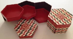 Elizabeth Arden 3 tier hexagon shaped, storage/gift boxes