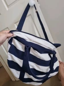 Bag blue white stripes used 