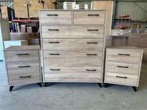 NEW IN BOX Hana bedroom drawers, tallboy & bedside tables 🔥Afterpay