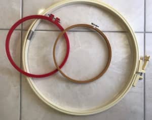 Quilting hoop and 2 embroidery hoops $8