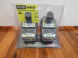 NEW Ryobi one+ twin pack lithium ion battery 6ah 18v high performance