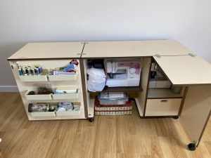 SOLD Sewing bargain bundle cabinet, sewing machine + overlocker