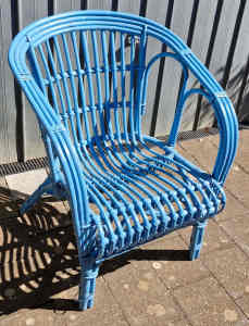 Blue Painted Cane Chair (a/f)
