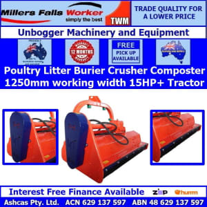 Millers Falls TWM 1250mm Poultry Manure Burier, Crusher, Composter