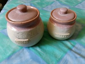 2 x ceramic jars 