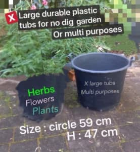 X large durable plastic tubs for no dig garden