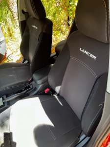 Mitsubishi Lancer, neoprene seat covers, back and front.