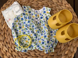 1. My Child Doll Clothes - New Rompers with Shoes, Nappy & Ribbons
