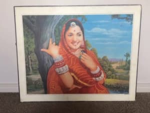 Indian Village Woman Printed Picture Frame