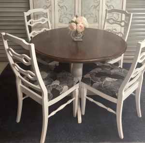 Hampton style round dining table and chairs