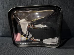 Clear cross body bag with black strap