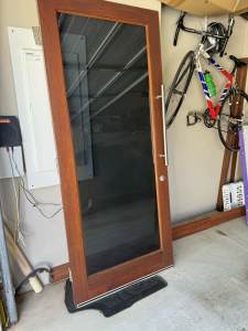 External jarrah frame glass door