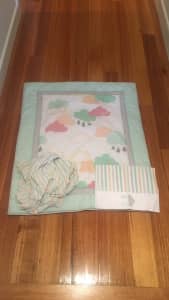 Cot bedding set - doona, fitted sheet and pillow case