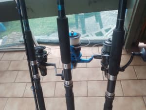 3 fishing rods and reels selling cheap 