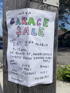 Garage sale next to Enmore Park