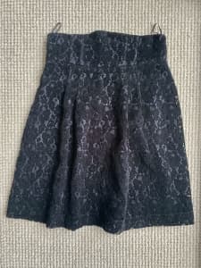 Black on Blue Lace Cocktail mini Skirt SIZE 8 by Cue