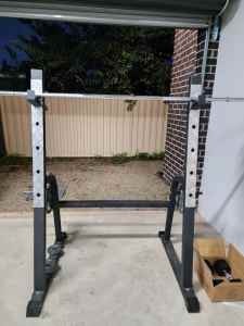 Squat rack and bench press