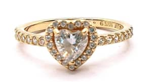 14ct Yellow Gold Pandora Elevated Heart Ring - Size L 1/2 *231555