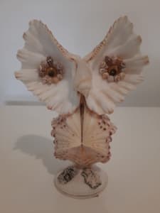 Vintage Sea Shell Art Handmade Owl Figurine