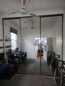 Framed mirror sliding doors