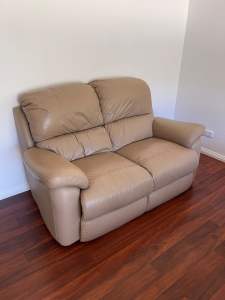 Brown Leather 2 Seater Lounge