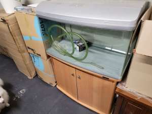 Aqua One 250L Fish Tank with Cabinet , Tools and Canistet Pump.