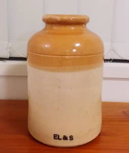 1890s EL & S VICTORIAN, XL Salt Glazed Stoneware H35cm x W20cm.
