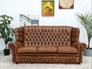 Leather Highback Gascoigne 3-Seater Chesterfield Sofa