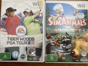 Wii Games - Sim Animals, Tiger Woods $10 each 