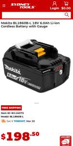 MAKITA 18V 6.0AH BATTERY WITH FUEL GAUGE (NEW) BL1860B-L FREE Shipping