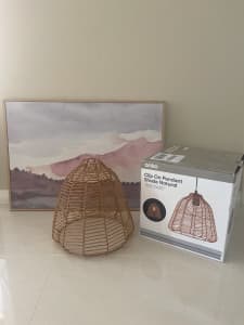 Kmart Anko Clip On Pendant Shade Natural & Canvas Frame Mountains