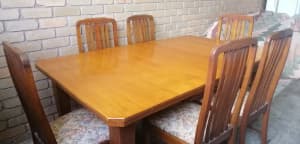 6 seat oak dining table and chairs