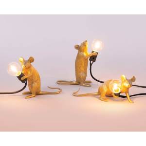 Brand New SELETTI Gold Mouse Floor / Table Lamp USB
