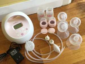 Spectra S2 plus breast pump with two sizes of nipple shields