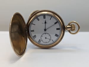 Elgin Full Hunter Gold Plate 7j Pocketwatch PLEASE READ THE WHOLE POST