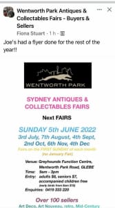 Sydney Collectables and Antique Fairs Wentworth park Glebe