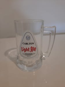 Collectable Vintage CUB Carlton Light Ale Glass Beer Mug - Unused