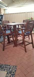 Wooden bar table and chairs 
