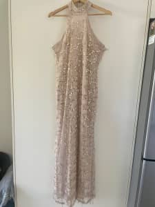 Evening champagne gold long dress - size 12
